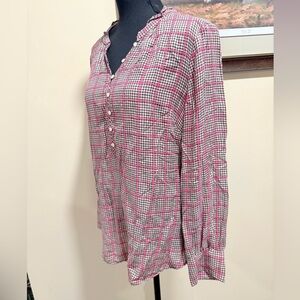Talbots Plaid Ruffle Blouse